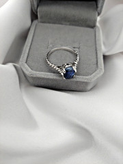 Natural Sapphire Oval 1.00ct Ring Genuine Ceylon Sapphire Sterling Size 7- 2.3gr