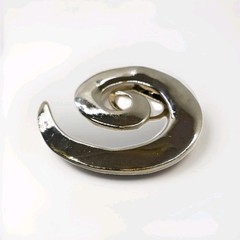 M Jeny Designer Brooch Vintage 1950s 1970s Enameled Silver Tone Swirl Jewelry