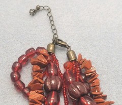 Vintage Multi-strand Glass, Plastic And Stone Beads Necklace 19in +.