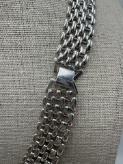 Vintage Avon Silver Plated Wide Flat Panther Link Chain Collar Necklace
