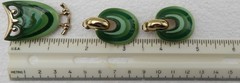 1970s EISENBERG Shades of Green Enamel Artist Series Owl Brooch & Earrings
