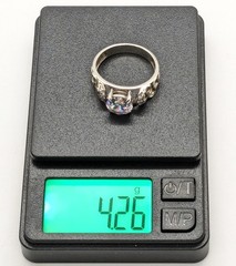Vintage Elegant RING Silver 925 with Bright Stone -size: 8.75US (18.5mm)| UA #56
