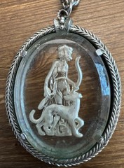 Vintage Avon Goddess Greyhound Lucite Reverse Cameo Pendant
