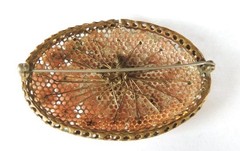 VTG Rare Miriam Haskell Unsigned Wired Gold Tone Celluloid Flowers Brooch Estate