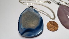 2 STONE GEMSTONE PENDANTS & STERLING SILVER 19″ NECKLACES AMETHYST & MORE