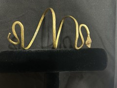 Vtg Egyptian Revival Brass Jewelry Lot Pharaoh Bypass Cuff & Snake Arm Coil Set