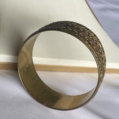 Vintage Brass and Copper Metal Woven Cuff Bracelet Boho Gypsy Style