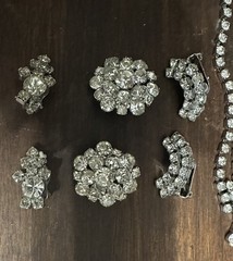 VTG Estate 13 Piece Silver Costume Rhinestone Jewelry Earrings Choker Brooch