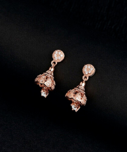 Lovely Pair Of Drop Dangle Earrings 2.3 Ct Simulated Diamond 14K Rose Gold Over