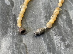 Vintage Necklace Graduated Yellow Natural Stone Onyx Beaded Estate Old Elegant