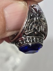 4pc Lot Size 12 Men US Army Military Rings Blue Sapphire Simulated Stone Bulk