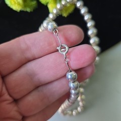 Vintage Silver Plated Graduated Metal Beads Necklace 24″L
