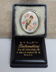 VTG Vatican Hand Painted Bird Sterling Silver 800 Pin/Pendant Signed 1″ 90’s