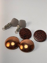 Vintage Maximalist Clip Earrings Chunky Abstract White Lucite Mixed Metal Tones