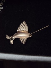 Sterling Silver 1930s Art Deco Flying Fish Cute Marked Sterling As Pictured