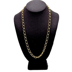 Curved Curb Oval Link Shiny Gold Tone Versatile Single Chain Necklace 24 inch