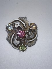 RARE Arthur Pepper ART SIGNED Rhinestone 14.5″ Necklace Enamel W/ Clip Earrings