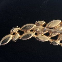 VTG Large Brown And Chartreuse Yellow Navette Marquis Rhinestone Brooch 4.5 In