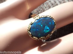 7 1/4 Vintage 14k APPROX 14×10 AUSTRALIA BLACK OPAL Ring