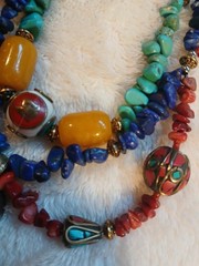 Vtg One-of-a-kind Coral Lapis Turquoise Tibetan Handmade Huge Necklace Pendant
