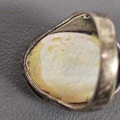 CFJ Collins Sterling Silver Fleur-De-Lis Ring Mother-Of-Pearl & Marcasite 8.25
