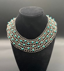 Vintage Taxco Sterling Mesh Link Necklace(14in) & Bracelet (6.75in) Set 130.87gm