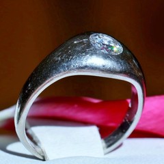 14k white gold ring 0.33ct natural diamond sz 4.5 solitaire antique 3.64gr N3622