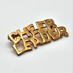 VINTAGE Gold Tone Cheerleader Brooch Pin Cheer