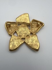 Anne Klein Vintage Enamel Star Brooch Gold Tone Multi Color 2in Retro 90s