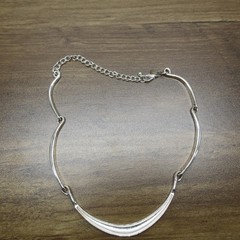 Vintage Cookie Lee Necklace Curved Collar Modern Minimalist Silver Tone 17 Inch