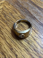 Vintage Ring 18 K HGE Gold With Gemstone Size 12 See Pics Heavy Wear