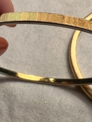 2 MONET Signed bracelets gold tone metal bangle 1 12k GF Marathon hinged TX311
