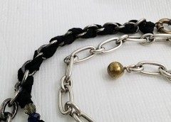 Vintage Authentic Signed Lanvin Silver Tone Crystal Asymmetrical Necklace