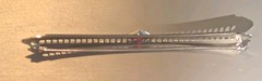 Antique Deco Era French Belais Filagree Ruby Bar Pin Brooch In 10K White Gold