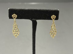 Vintage 14K Gold Filigree Dangle Earrings Pierced Lightweight Estate