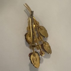 Vintage Austrian Rhinestone Crystal Brooch Pin Gold Tone Floral Wheat Stalk