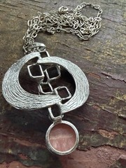 Mid century modern Silver thulite Norway Pendant vtg Norwegian 2700