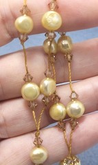 Freshwater Yellow Pearl And Glass Bead Necklace 17in .