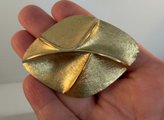 Vintage Abstract Modernist Gold Tone Brooch Signed Pakula Mid Century Geometric