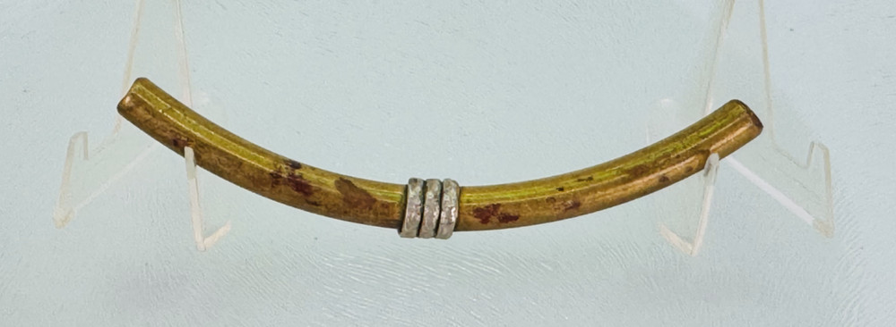 Vintage Handmade 1980s Brass & Silver Sliding Tube Pendant * Duo-Tone Elegance