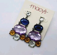 Art Deco Dangle Drop Chandelier Earrings Hippie Boho Asymmetrical 80’s 2.5 in