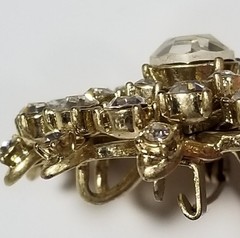 rhinestone brooch pin pendant clear starburst mid century atomic vintage jewelry