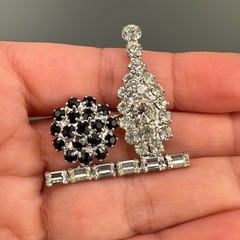 Vintage Rhinestone Brooch Lot Bowling Ball Pins Angel Holding Pin Some Signed