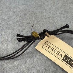 Teresa Goodall Vintage Resin Glass Bead Necklace Linen Cord Signed Boho Jewelry
