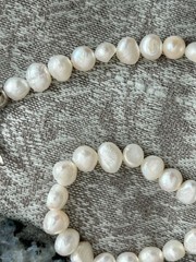 GENUINE PEARL NECKLACE Chunky Gemstone Labradorite & Baroque Pearl Artisan OOAK