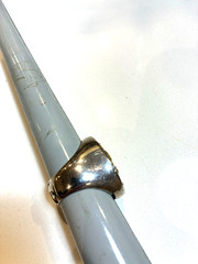 VINTAGE STERLING SILVER & GOLD MEN’S RING UNIQUE FIGURAL HEAVY WOW
