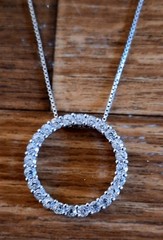 Vintage Estate Sterling Silver Oval Pendant Necklace With CZ Stones!! 4 Grams!!