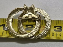Vintage Double Circle Brooch Pin Aurora Borealis Rhinestones Gold Tone
