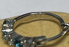 Vintage Sterling Silver 925 Classic Hoop Earrings & Blue & White Czs 5/8″ Diam.