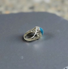 Vintage .925 Sterling Silver / Turqouise Infinity Knot Ring Size 10